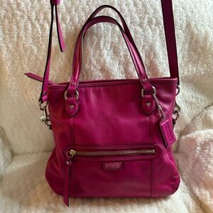 Coach Daisy Mia in Fuchsia Leather Shoulder Bag w/ Crossbody Strap